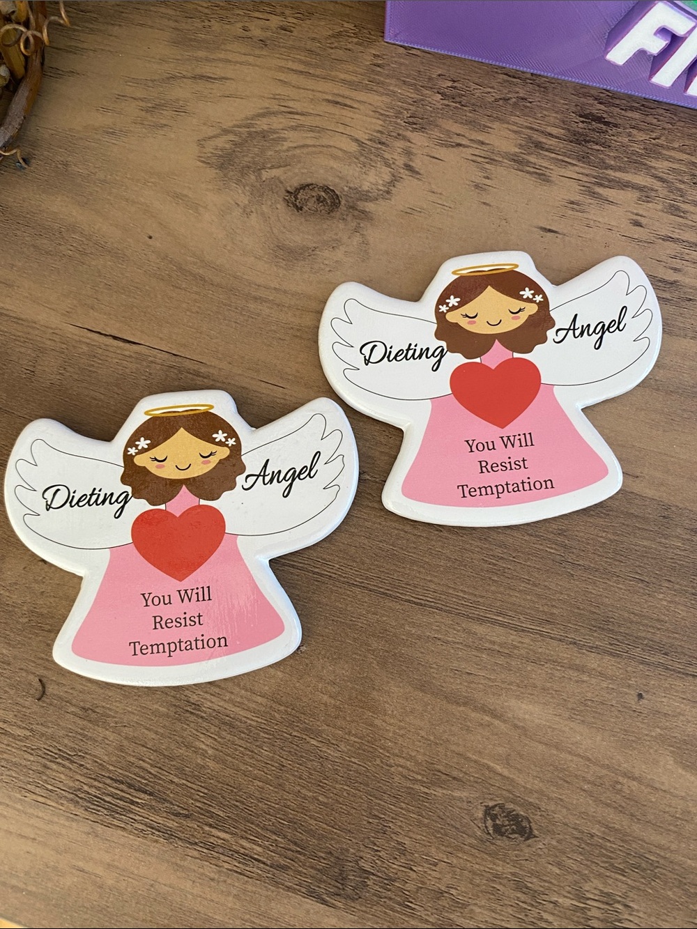 Dieting Angel Decorative Magnets - Set of 2
